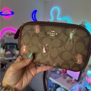 Coach Brown mini camera bag with Playful Animal Design